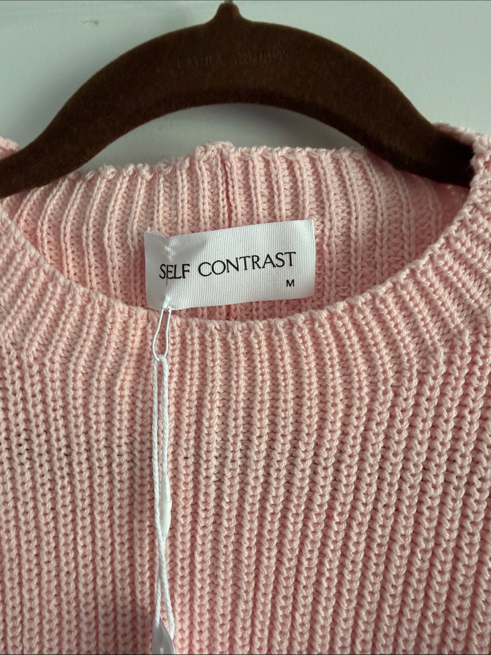 Anthro Self Contrast Pink Knit Cap Sleeve Sweater Top small - Picture 2 of 5